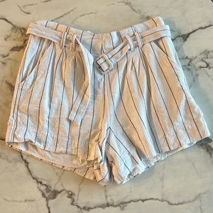 A&F Linen Pinstripe High-Rise Shorts